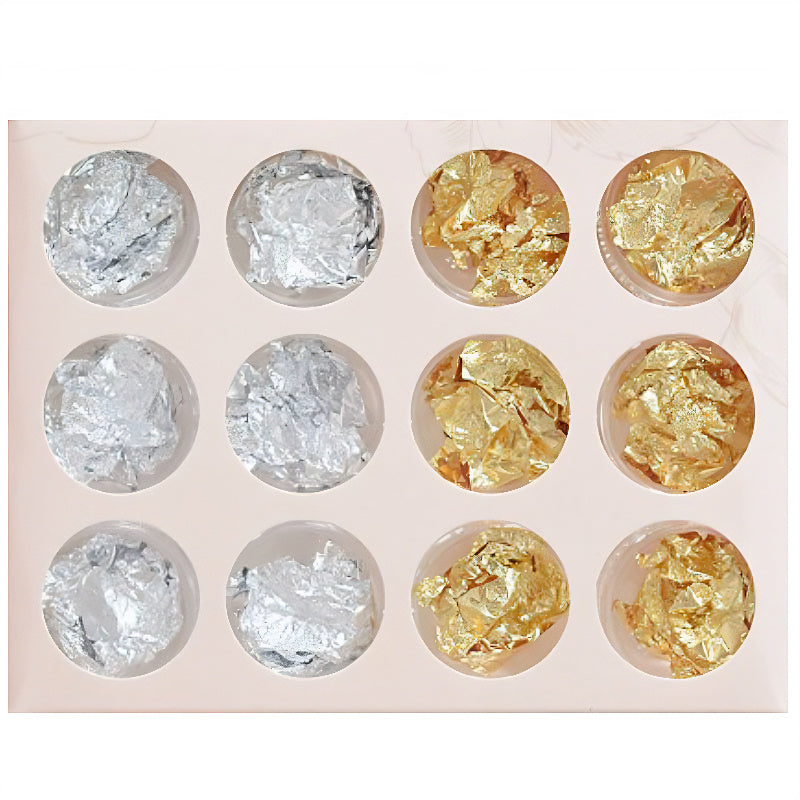 12 Pot Silver &amp; Gold Metallic Flake Set RS2035 image 0