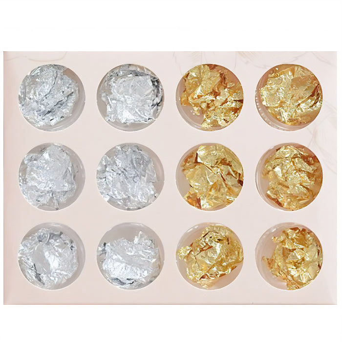 12 Pot Silver &amp; Gold Metallic Flake Set RS2035 image 0