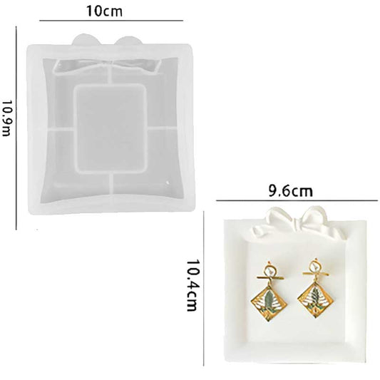 Square Tray Silicone Mould with Bow Detail image 1
