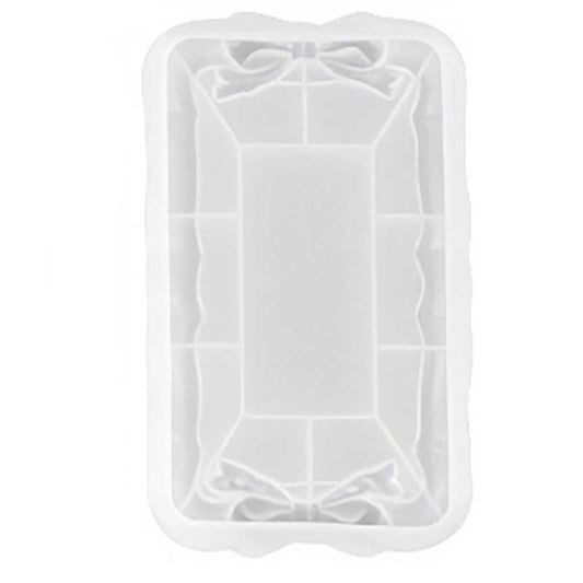 Rectangular Tray Silicone Mould with Bow Detail image 0