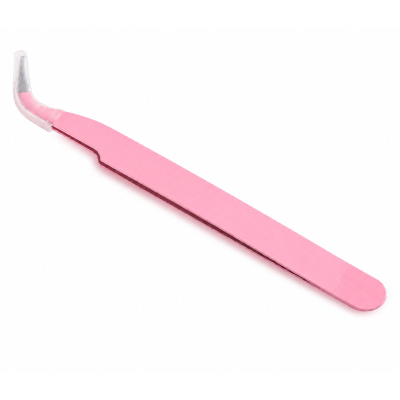 Pink Curved Tweezers RS2047 image 0