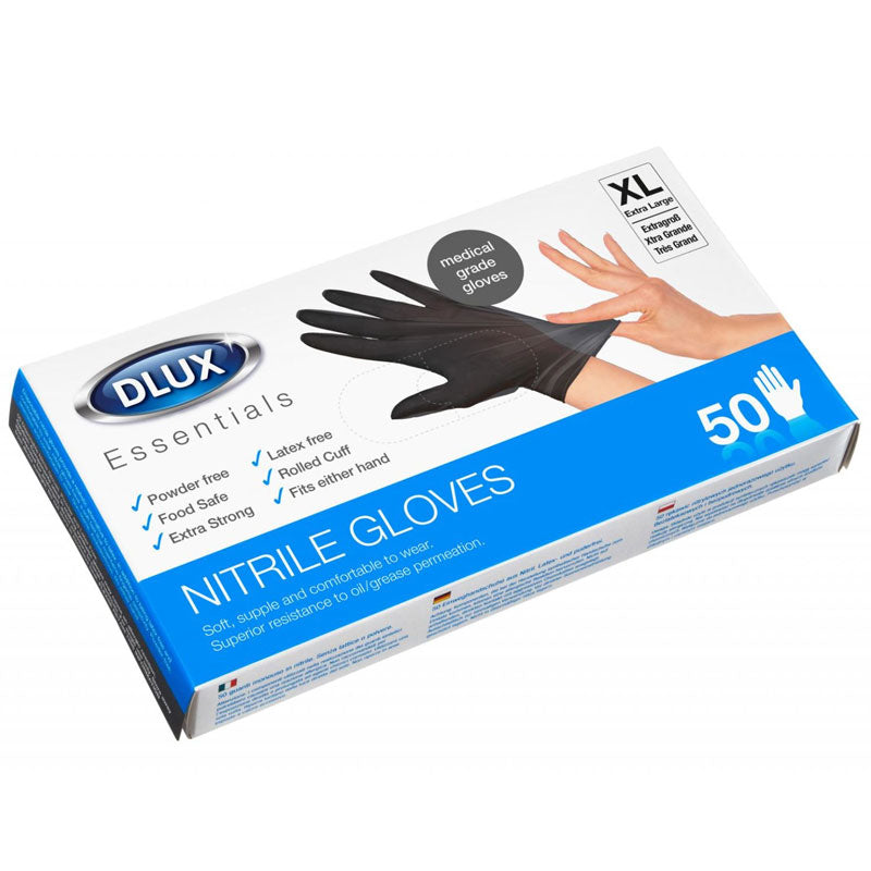 Dlux Nitrile Disposable Black Gloves Extra-Large (50pcs) image 0