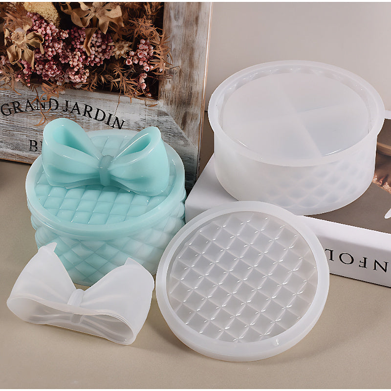 Round Gift Box Silicone Mould with Bow Lid image 4