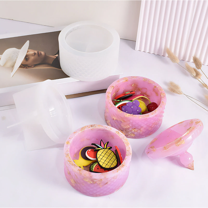 Round Storage Box Silicone Mould with Plain Lid image 2