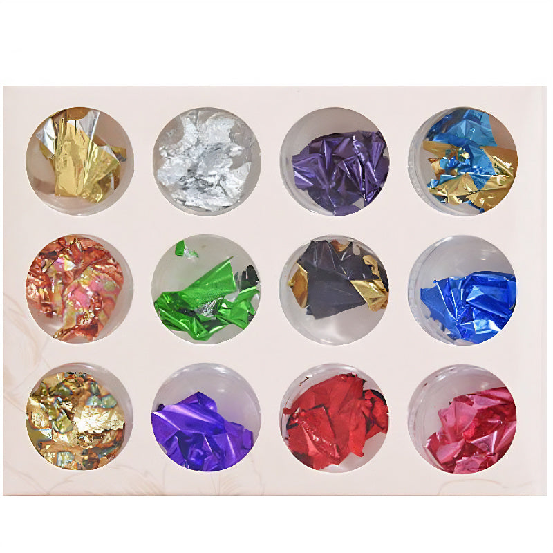 12 Pot Mixed Metallic Flake Foil Set RS2038 image 0