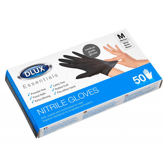 Dlux Nitrile Disposable Black Gloves Medium (50pcs) image 0
