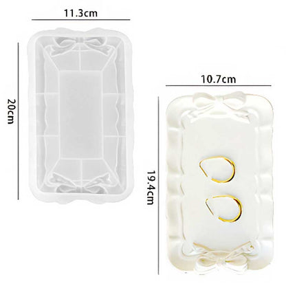 Rectangular Tray Silicone Mould with Bow Detail image 1