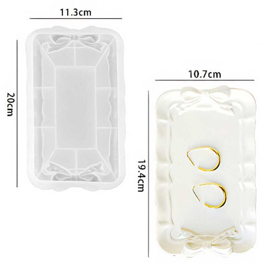 Rectangular Tray Silicone Mould with Bow Detail image 1