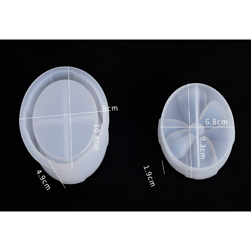 Oval Silicone Jar Mould with Segmented Insert (80mm x 104mm) image 0