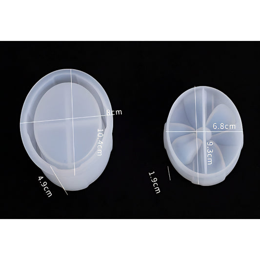 Oval Silicone Jar Mould with Segmented Insert (80mm x 104mm) image 0
