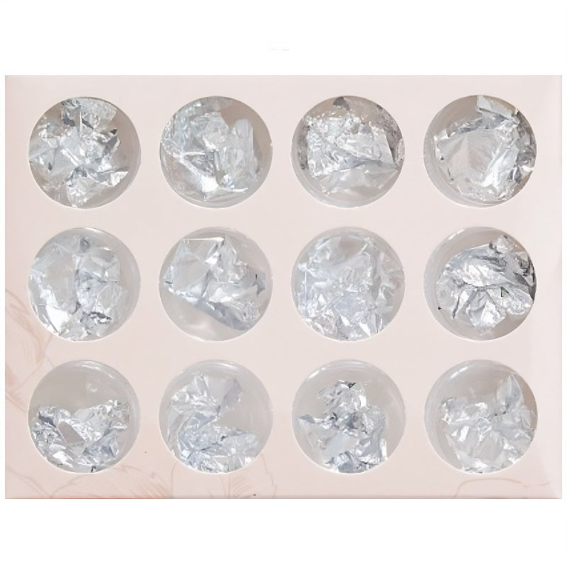 12 Pot Silver Metallic Foil Flake Set RS2034 image 0