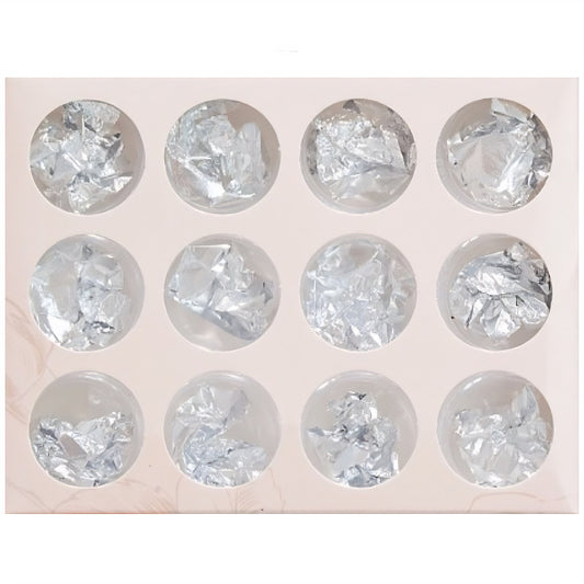 12 Pot Silver Metallic Foil Flake Set RS2034 image 0
