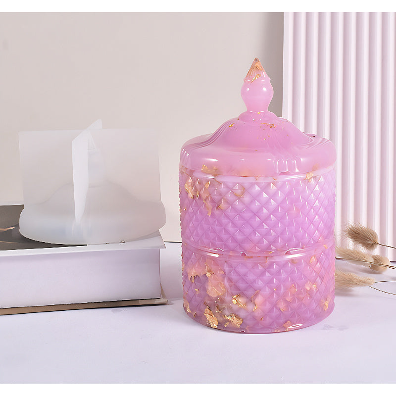 Round Storage Box Silicone Mould with Plain Lid image 5