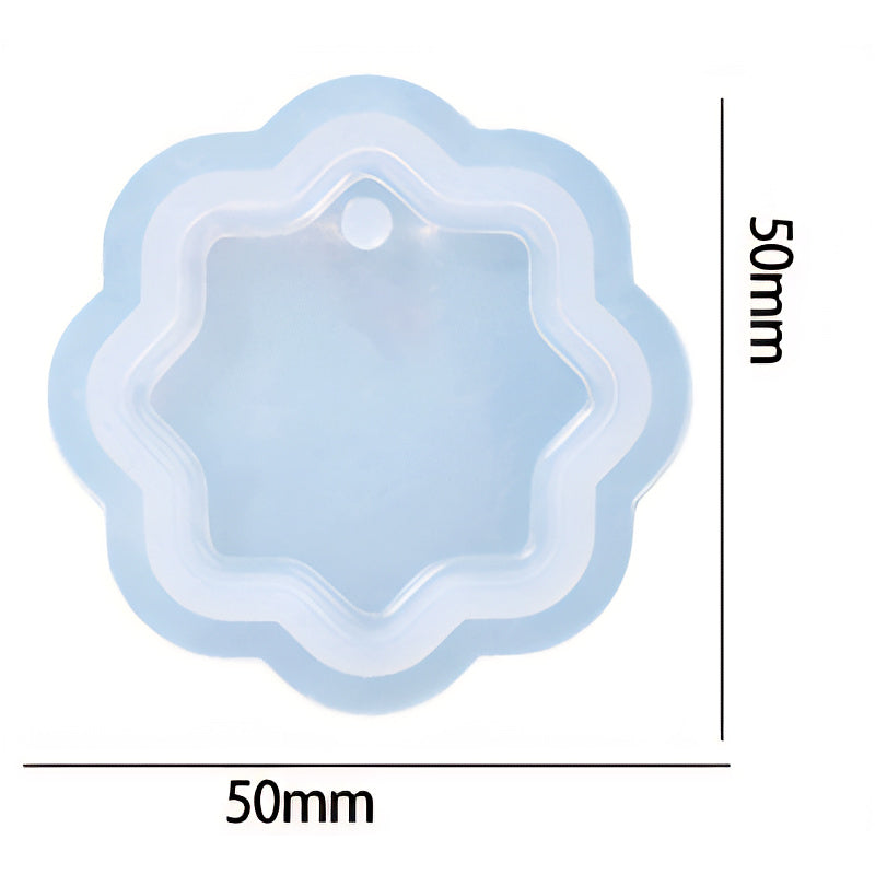 Scalloped Flower Pendant Silicone Mould 50mm x 50mm image 1
