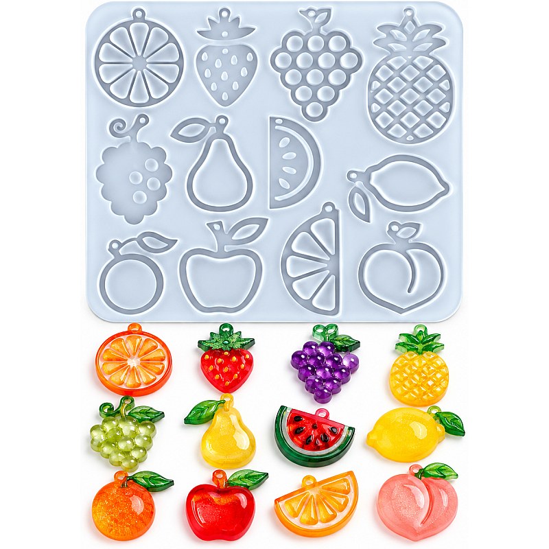 Resin Studio 12-Cavity Assorted Fruit Pendant Silicone Mould RSM5268