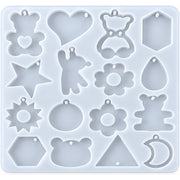 Resin Studio 16-Cavity Teddy Bear, Heart & Assorted Pendant Silicone Mould RSM5274