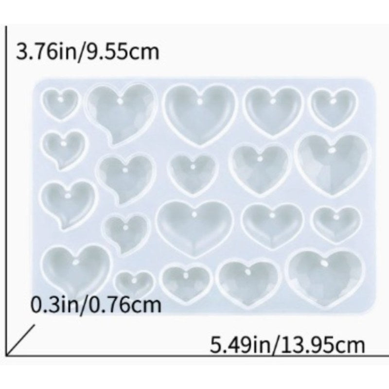Resin Studio 20-Cavity Faceted Heart Pendant Silicone Mould RSM5254 additional image 2