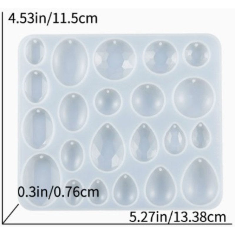 Resin Studio 24-Cavity Oval, Round & Teardrop Gemstone Pendant Silicone Mould RSM5253 additional image 2