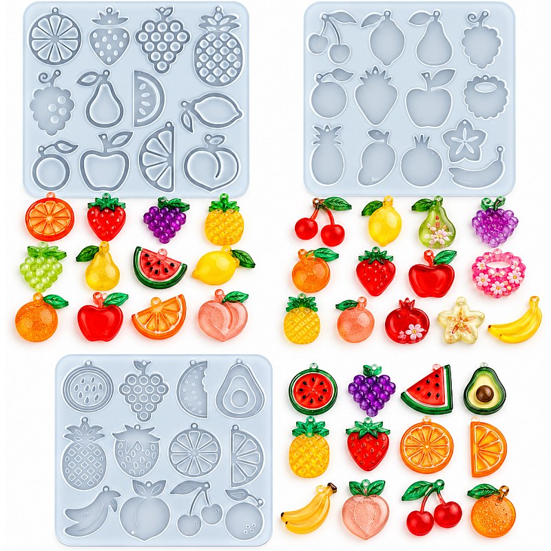 Resin Studio 3-Piece Assorted Fruit Pendant Silicone Mould Set RSM5269