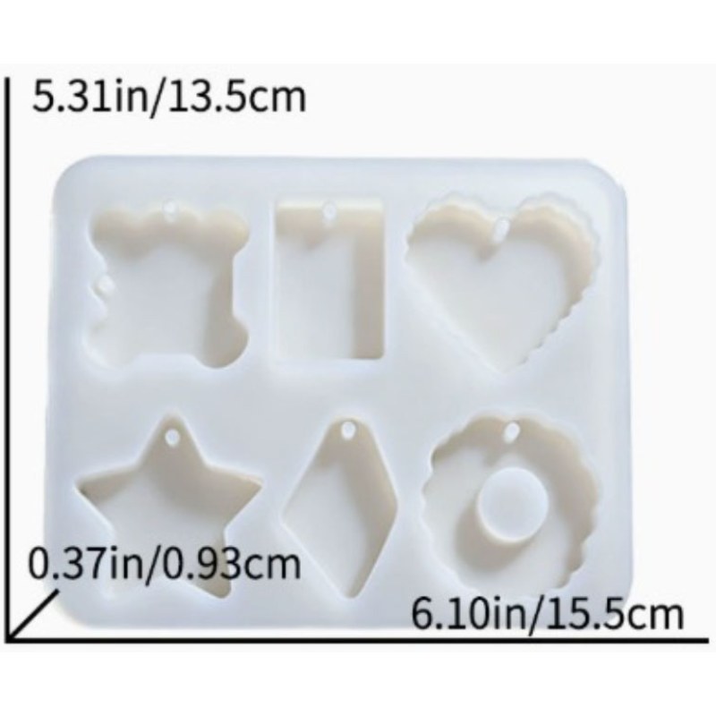 Resin Studio 6-Cavity Teddy Bear, Heart & Geometric Pendant Silicone Mould RSM5276 additional image 2