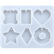Resin Studio 6-Cavity Teddy Bear, Heart & Geometric Pendant Silicone Mould RSM5276