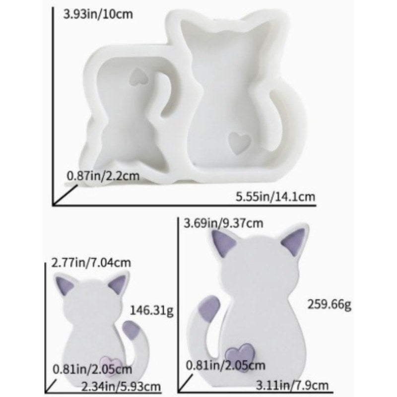 Resin Studio Cat Pair with Hearts Silicone Mould RSM5279 additional image 2