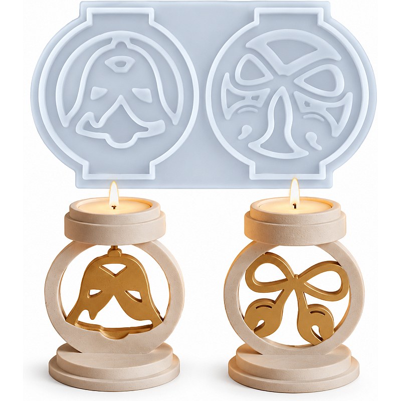 Resin Studio Christmas Bell & Bow Tealight Holder Silicone Mould RSM5260