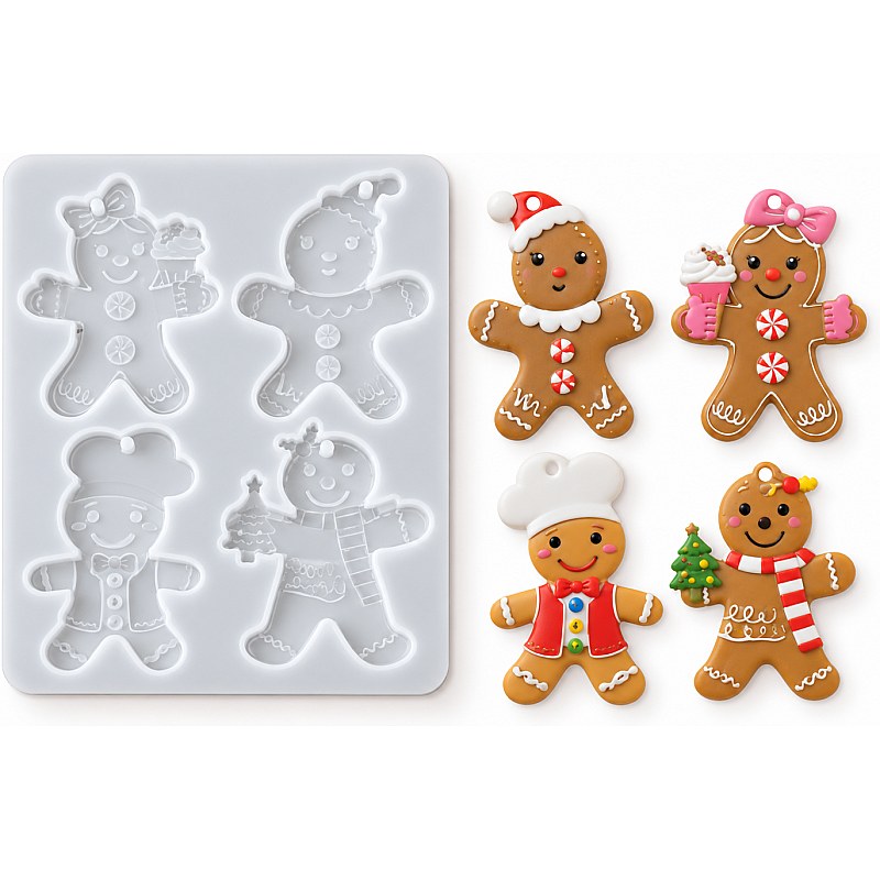 Resin Studio Christmas Gingerbread Characters Silicone Mould RSM5228