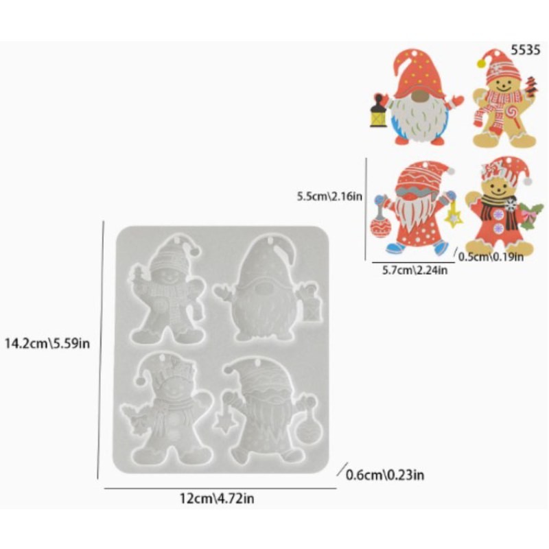 Resin Studio Christmas Gnome & Gingerbread Decorations Silicone Mould RSM5226 additional image 2