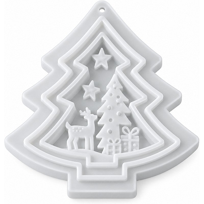 Resin Studio Christmas Tree Reindeer Scene Silicone Mould RSM5169
