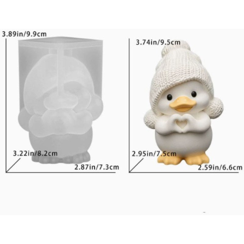 Resin Studio Cute Duck with Knitted Hat and Heart Silicone Mould RSM5283 additional image 2