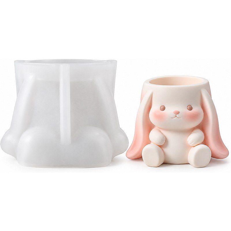 Resin Studio Cute Sitting Bunny Pot Silicone Mould RSM5181