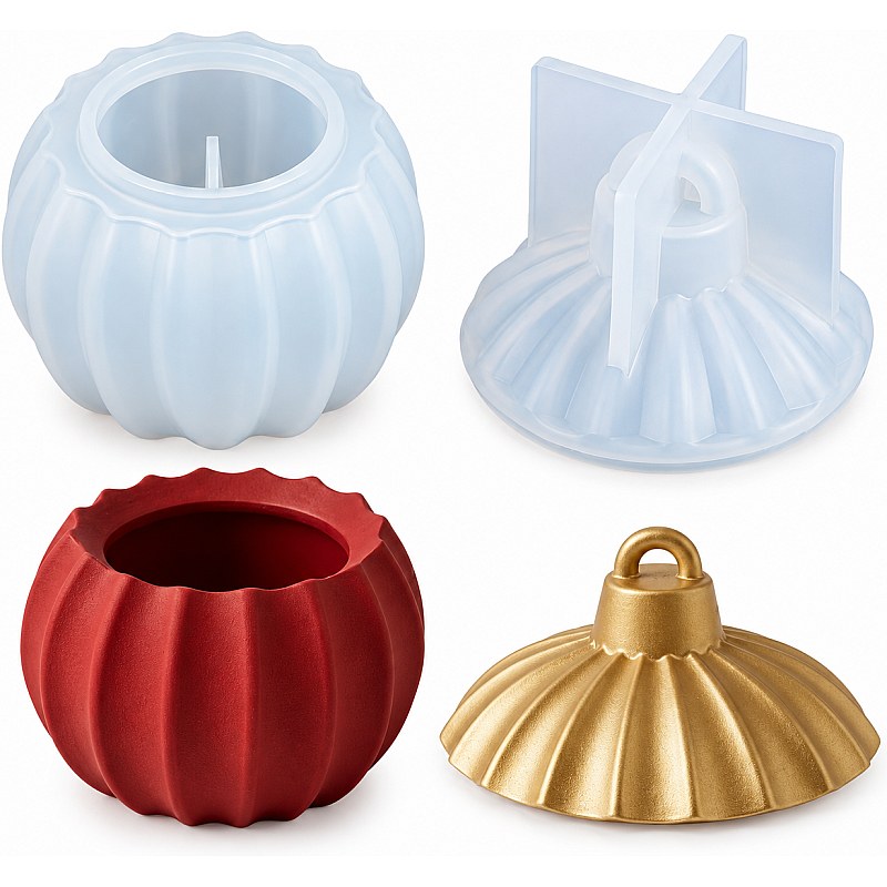 Resin Studio Fluted Round Trinket Bowl with Lid Silicone Mould Set RSM5236