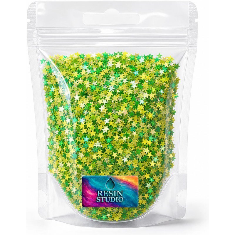 Resin Studio Green & Gold Star Confetti – 10g RS2040