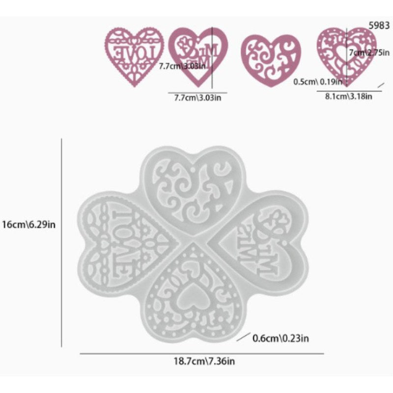 Resin Studio Love & Mr & Mrs Decorative Heart Silicone Mould RSM5213 additional image 2