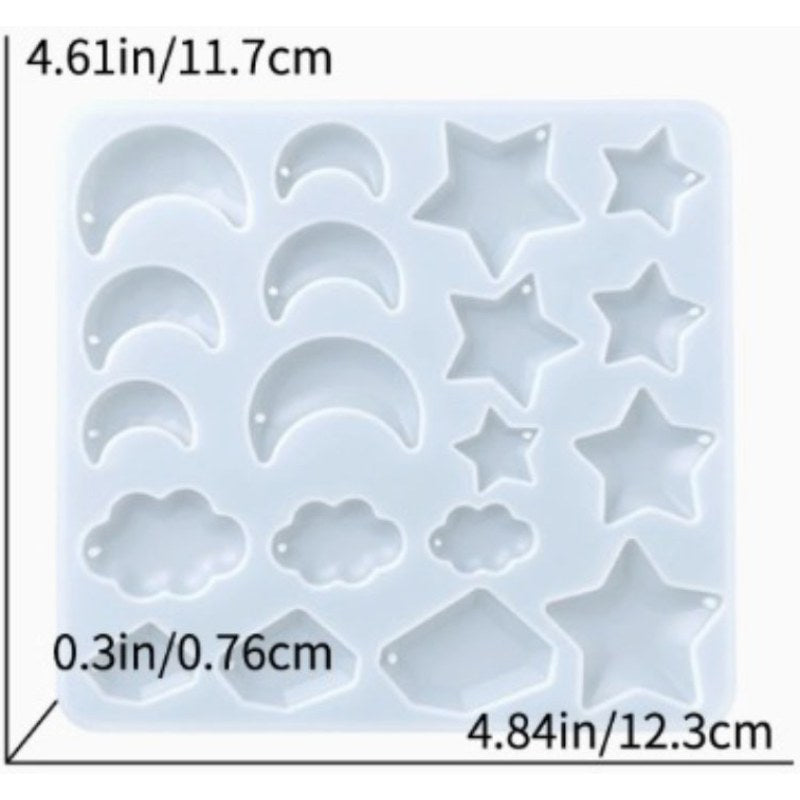 Resin Studio Moon, Star, Cloud & Crystal Pendant Silicone Mould RSM5255 additional image 2