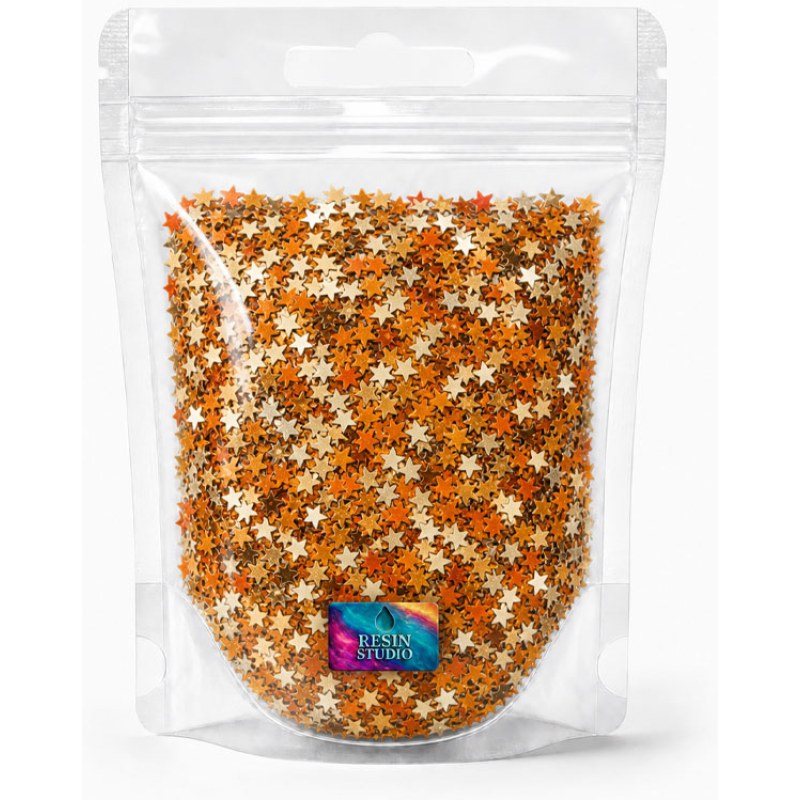 Resin Studio Orange & Gold Star Confetti – 10g RS2072