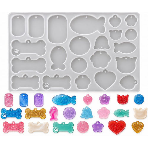 Resin Studio Pet ID Tags and Keyring Shapes Silicone Mould – 20 Designs RSM5281