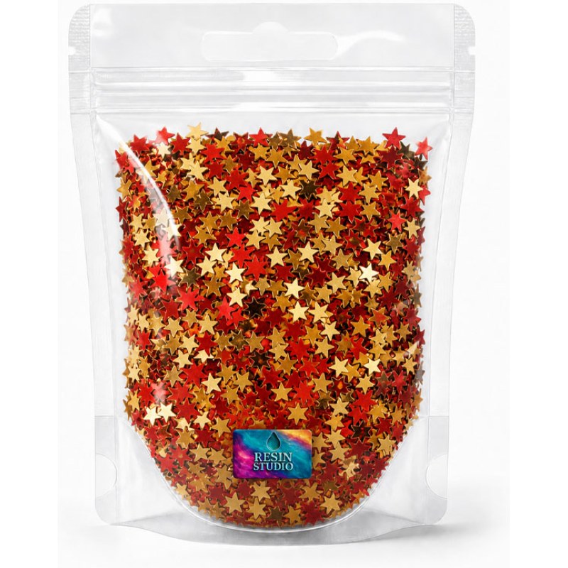 Resin Studio Red & Gold Star Confetti – 10g RS2071