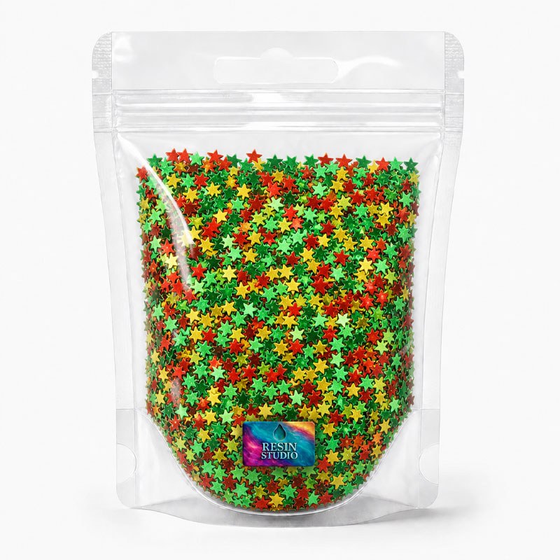 Resin Studio Red, Green & Gold Star Confetti – 10g RS2044
