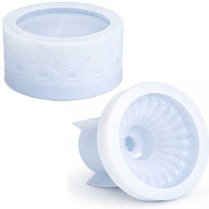 Silicone mould for casting a decorative round container product photo
