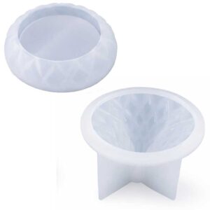 Silicone mould for casting a low profile round storage box with lid product photo