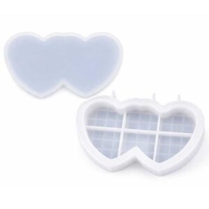 Silicone mould for casting a double heart shaped storage box with lid product photo