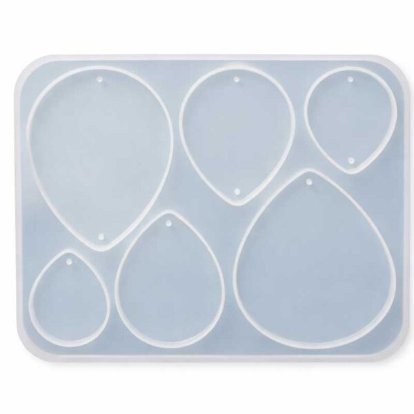 Silicone mould for casting teardrop-shaped jewellery components in multiple sizes product photo