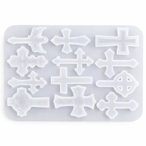 Silicone mould for casting cross shaped pendants in multiple designs product photo