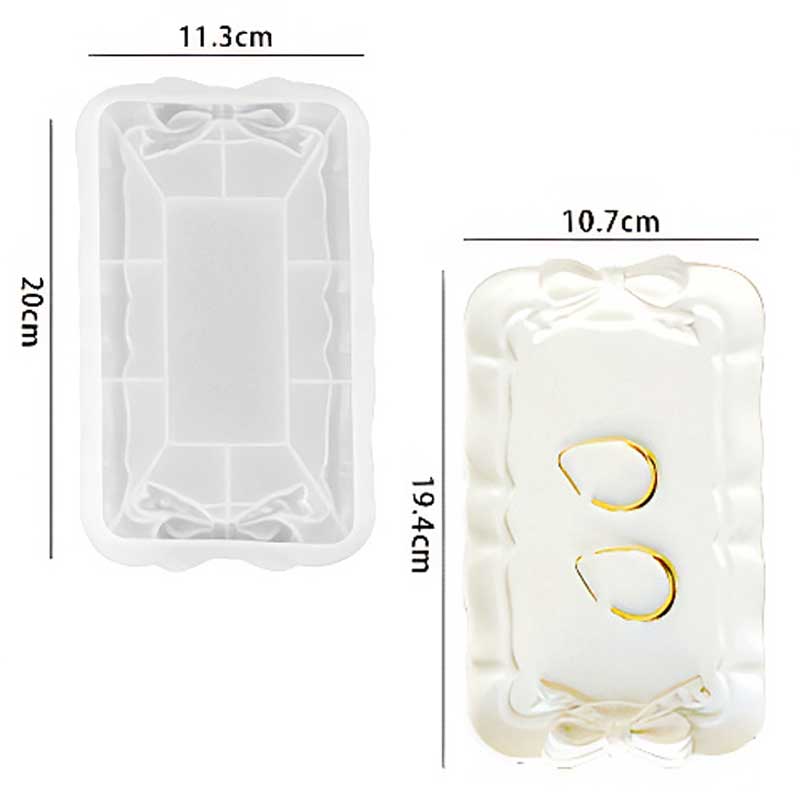 Rectangular Tray Silicone Mould with Bow Detail - Image 2