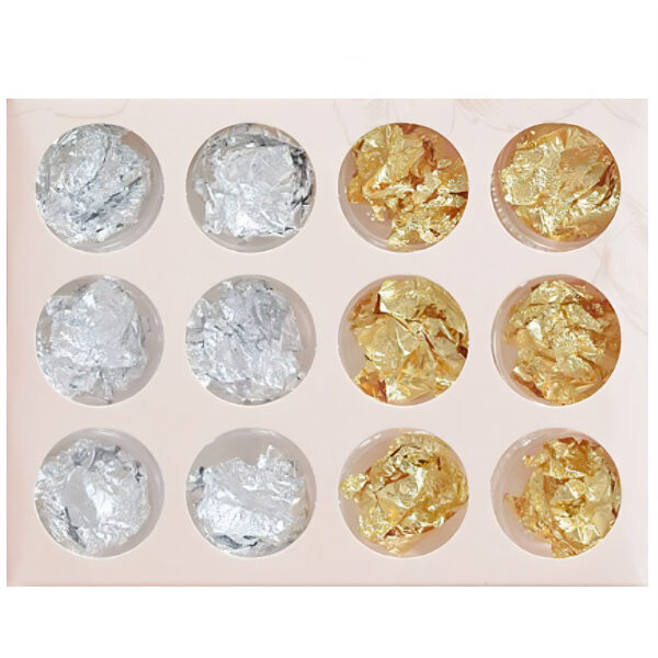 12 Pot Silver & Gold Metallic Flake Set RS2035
