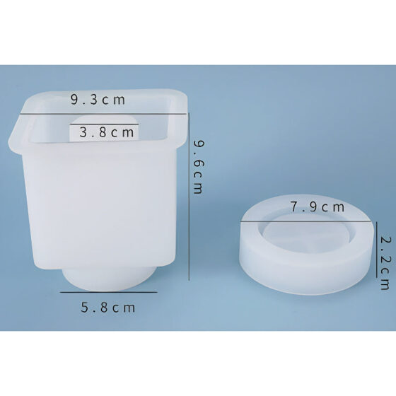 Square Silicone Jar Mould with Lid Insert (93mm x 96mm)