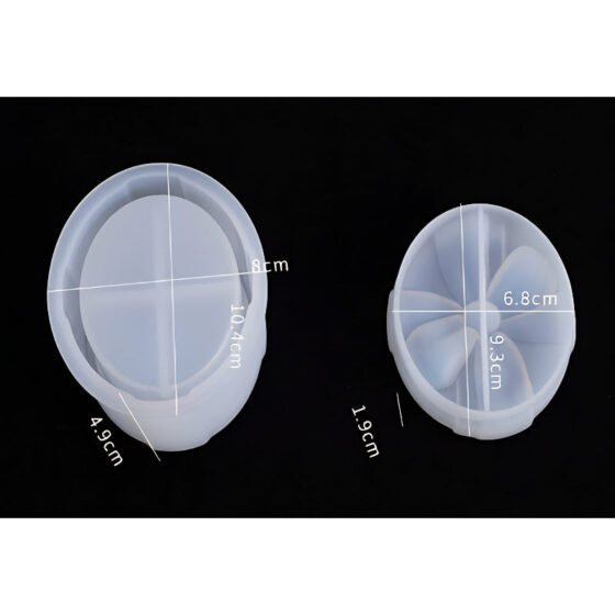 Oval Silicone Jar Mould with Segmented Insert (80mm x 104mm)