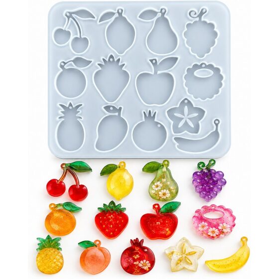 12-Cavity Assorted Fruit Pendant Silicone Mould